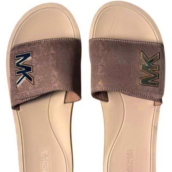 Michael Kors MK Pink Glitter Platform Slide Sandal - Picture 3 of 4